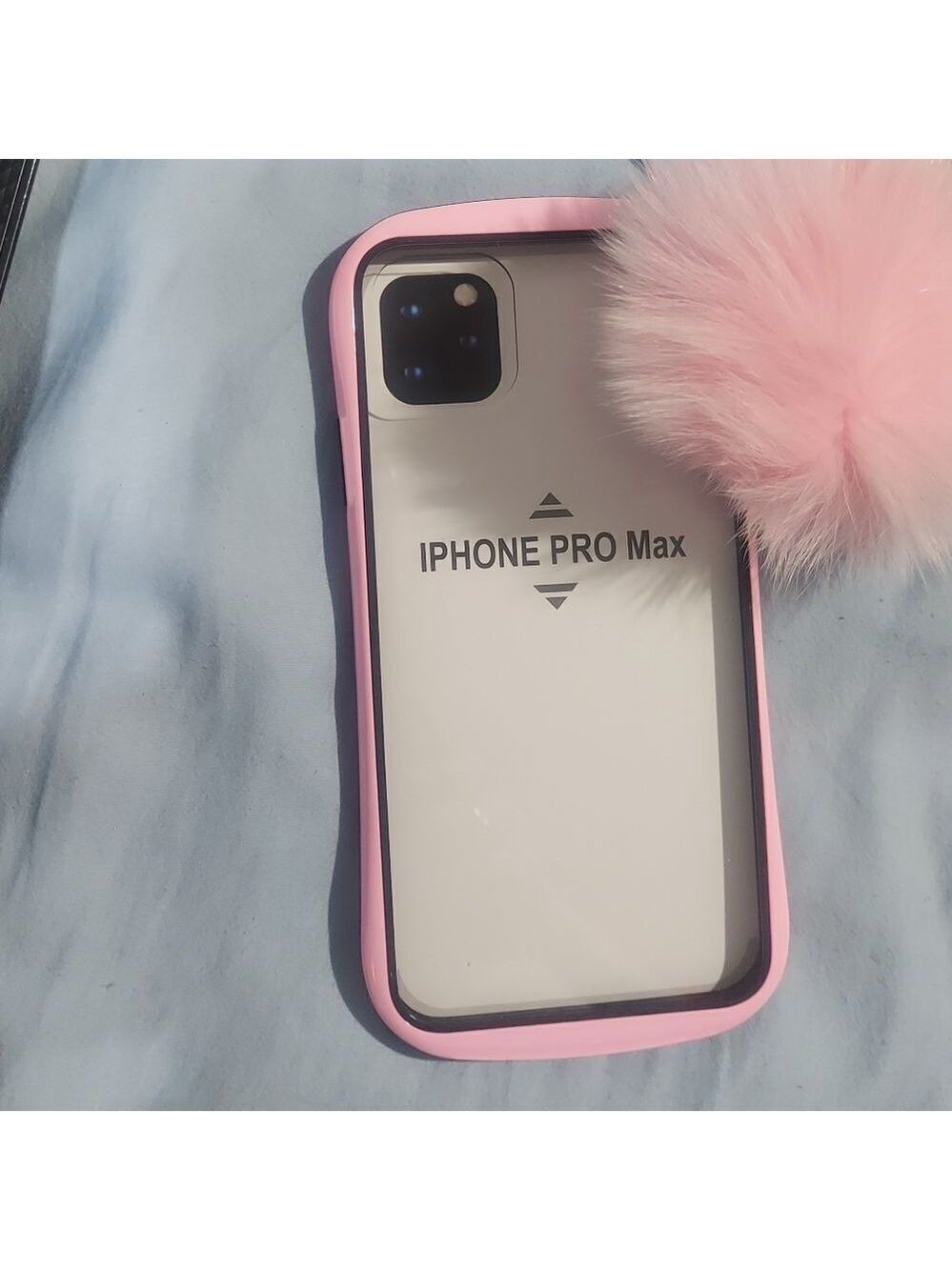 iPhone 11 Pro Max Pink Phone Case with Pom Pom